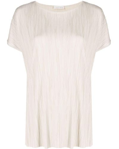 Le Tricot Perugia Pleated Short-sleeve Top - Natural