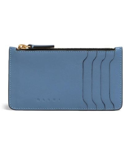 Marni Zipped Leather Card Case - Blue