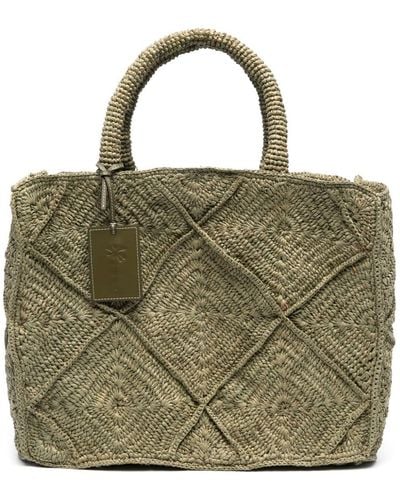 Manebí Crochet Raffia Tote Bag - Green