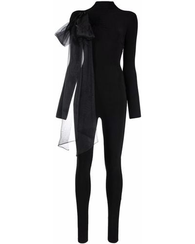 Atu Body Couture Oversized Ribbon Detail Jumpsuit - Black
