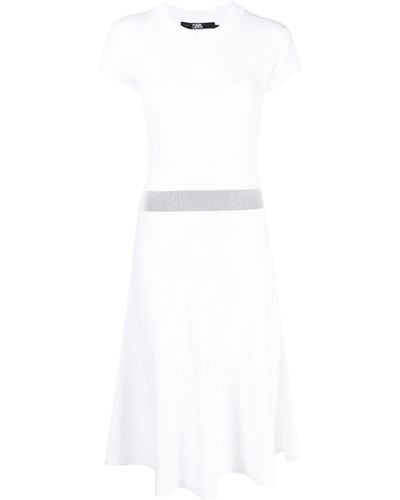 Karl Lagerfeld Short-sleeve Knit Midi Dress - White