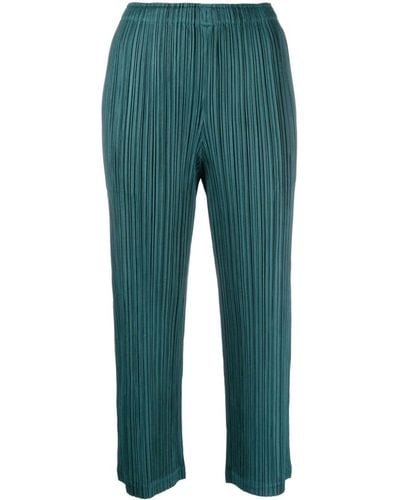 Pleats Please Issey Miyake Pantalon court à design plissé - Vert
