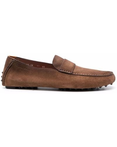 Santoni Round-toe Penny Loafers - Brown