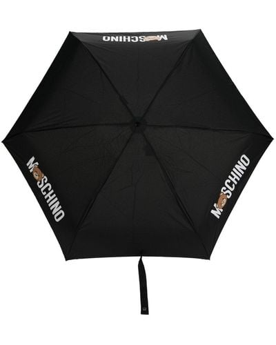 Moschino Regenschirm mit Logo-Print - Schwarz