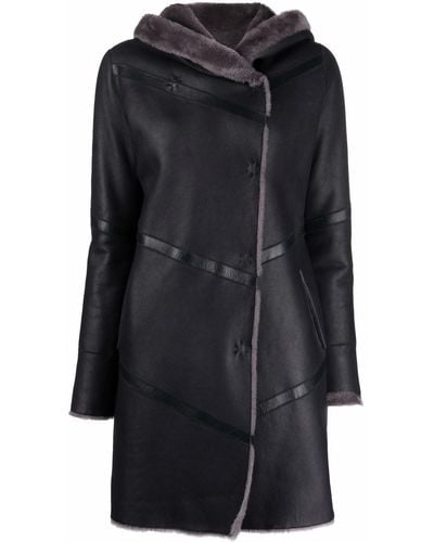 Liska Shearling-lined Leather Coat - Black