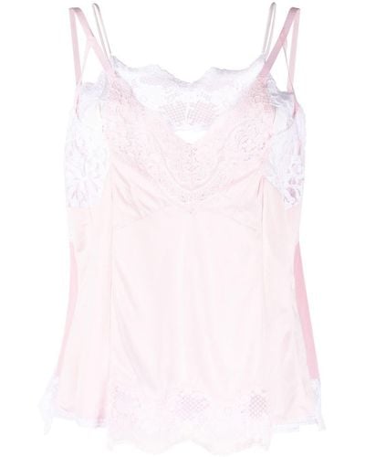 Balenciaga Patched Lace Slip Top - Pink