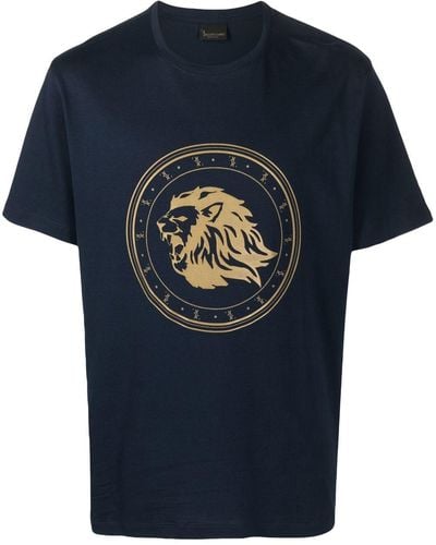 Billionaire Flocked-logo Short-sleeved T-shirt - Blue