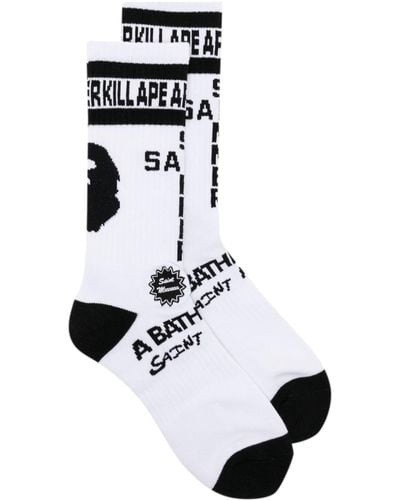 SAINT Mxxxxxx Socken mit Stickerei - Weiß