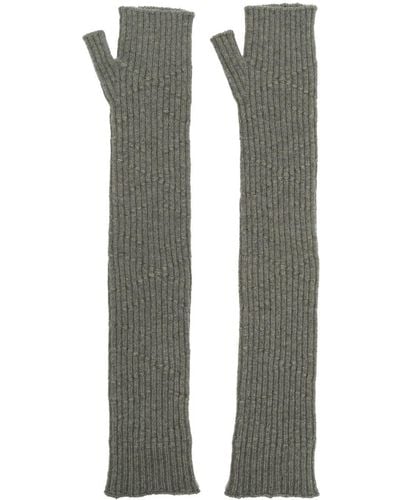 Barrie Long Knit Fingerless Gloves - Gray
