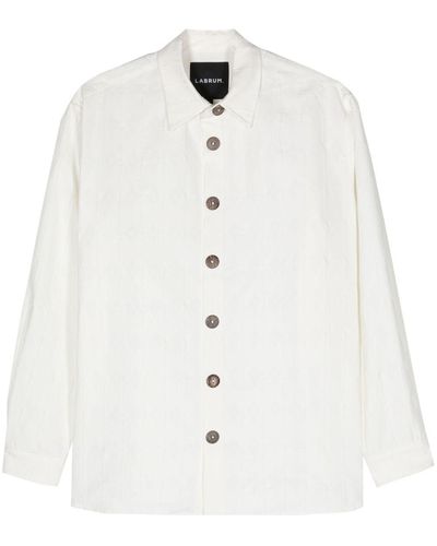 LABRUM LONDON Monogram-jacquard Button-up Shirt - White