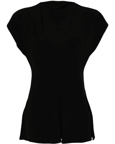 Studio Nicholson Cap-sleeved Peplum Top - Black