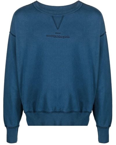 Maison Margiela Sweatshirt mit Logo-Stickerei - Blau