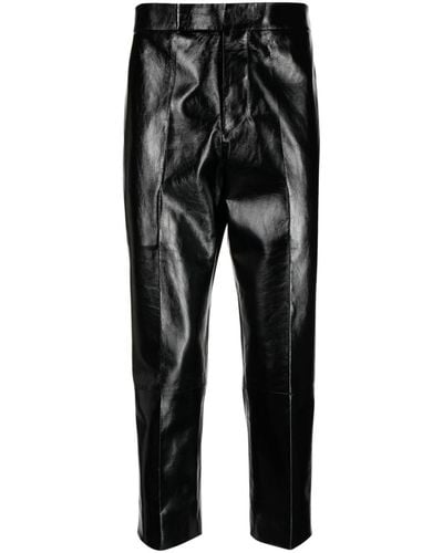 SAPIO Cropped Leather Trousers - Black