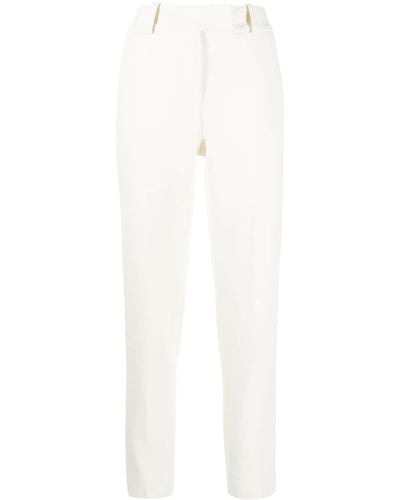 Trussardi High-waisted Slim-cut Trousers - White