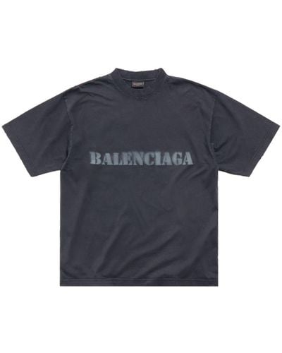 Balenciaga Stencil Type T-shirt - Blue