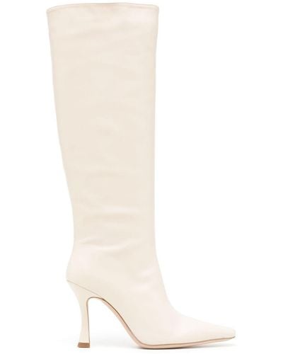 STAUD Cami 95mm Leather Knee-high Boots - White