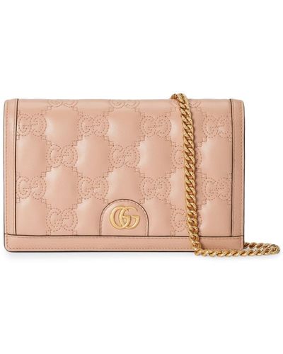 Gucci GG Matelassé Chain Wallet - Pink