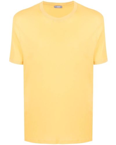 Zanone Plain Cotton T-shirt - Yellow