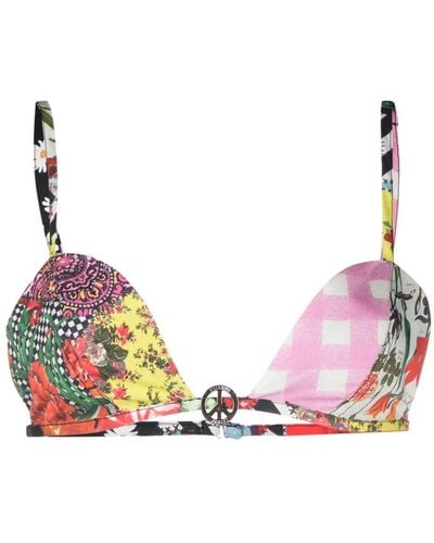 Moschino Jeans Abstract-print Stretch-cotton Bra - Pink