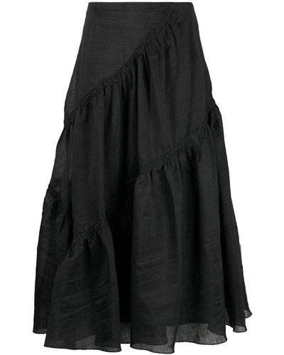 Sandro Ruffle-trim Skirt - Black