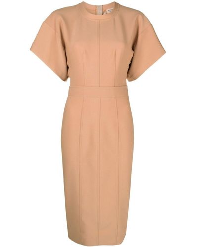 N°21 Wide-sleeve Fitted Midi Dress - Natural