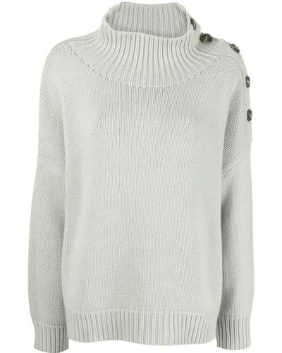 Yves Salomon Button-detail Knitted Sweater - White