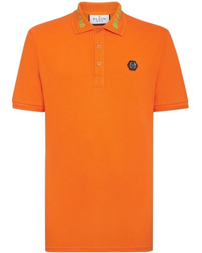 Philipp Plein Logo-patch Cotton Polo Shirt - Orange