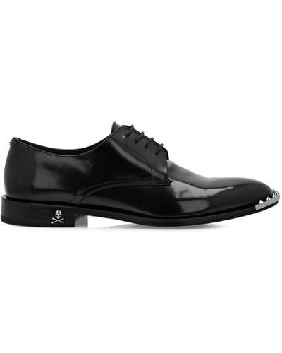 Philipp Plein Spike-detail Leather Derby Shoes - Black