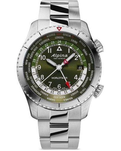 Alpina Reloj Startimer Pilot Quartz Worldtimer de 41 mm - Verde