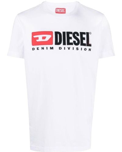 DIESEL T-Just-Divstroyed T-Shirt aus Baumwolle - Weiß