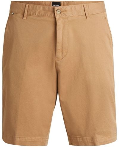 BOSS Stretch-cotton Chino Shorts - Natural