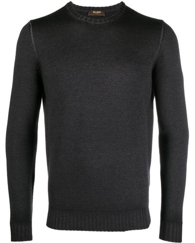 Moorer Crew Neck Knitted Sweater - Black
