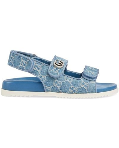 Gucci Denim-Sandalen mit Logo-Schild - Blau
