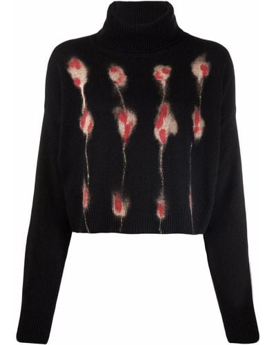 Pinko Roll-neck Cropped Sweater - Black