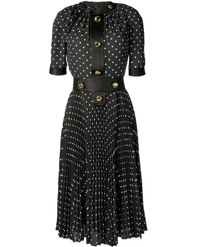 Prada Polka Dot Pleated Dress - Black