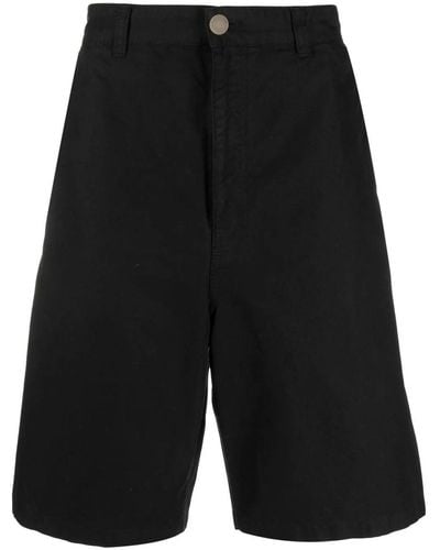 Ami Paris Wide-leg Cotton Shorts - Black