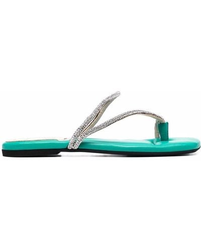 N°21 Crystal Embellished Strap Sandals - Green