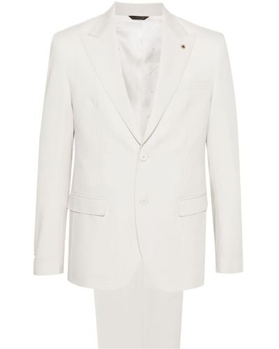 Manuel Ritz Single-breasted Wool Suit - White