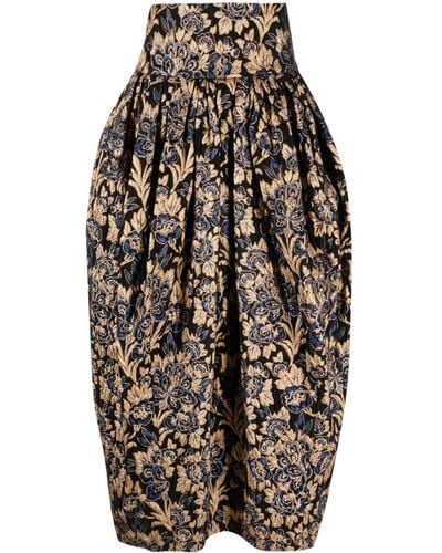 Rochas Floral-jacquard Maxi Skirt - Black