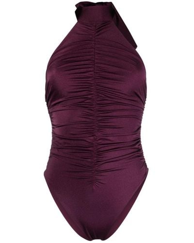 Noire Swimwear Ruched Halterneck Swimsuit - Purple