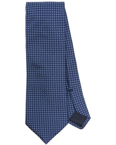 Corneliani Patterned-jacquard Silk Tie - Blauw
