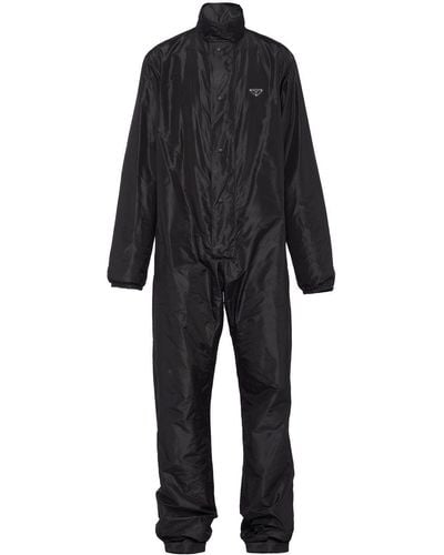 Prada Re-nylon Long-sleeve Jumpsuit - Black