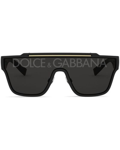 Dolce & Gabbana Lunettes de soleil carrées à logo imprimé - Noir