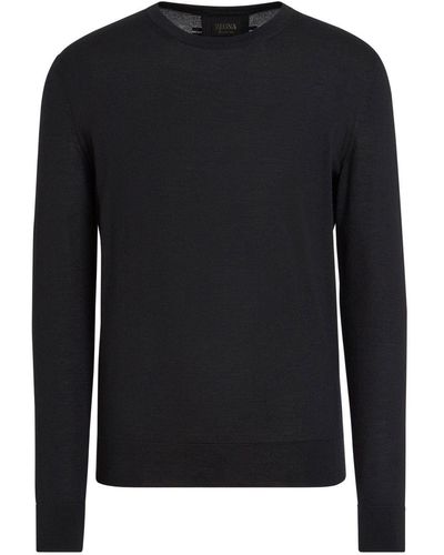 ZEGNA Crew-neck Wool Sweatshirt - Black