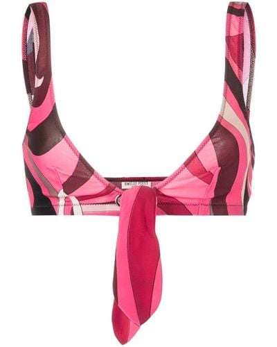 Emilio Pucci Top de bikini con ondas estampadas - Rosa