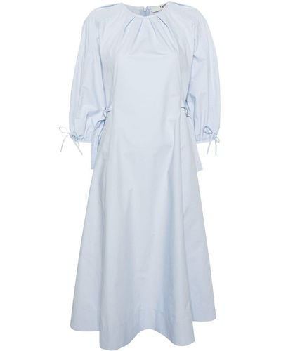 LVIR Puff-sleeve Flared Midi Dress - Blue