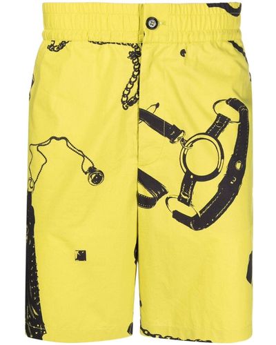 Moschino Graphic-print Cotton Shorts - Yellow