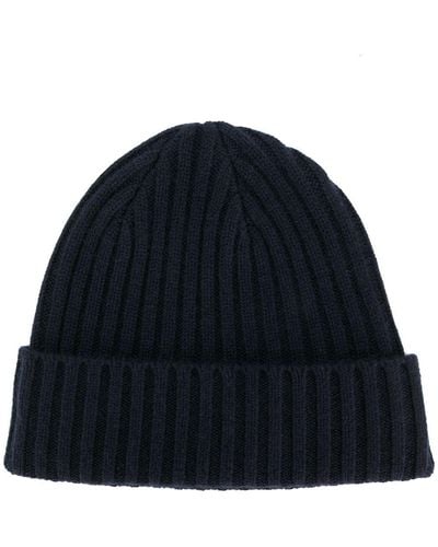 N.Peal Cashmere Chunky Ribbed Hat - Blue