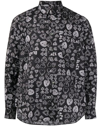 COMME DES GARÇON BLACK Overhemd Met Hartprint - Zwart