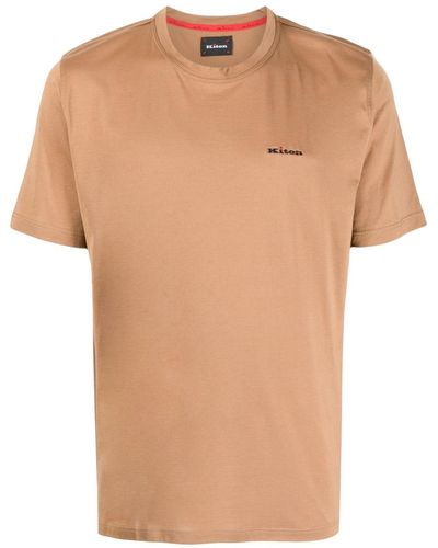 Kiton Logo-print Cotton T-shirt - Natural
